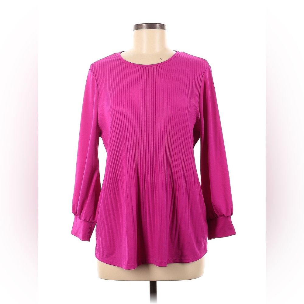 Adrianna Papell Raspberry Pleated Blouse
